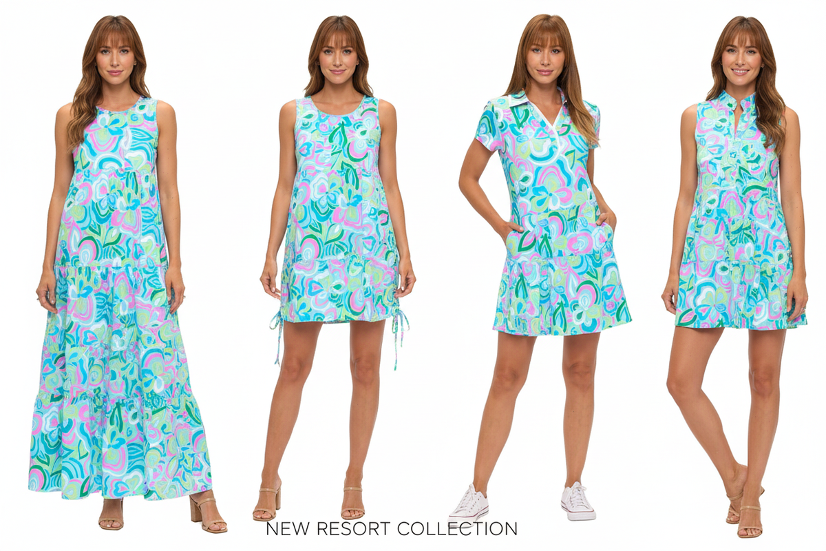 Banner with four tropical styles